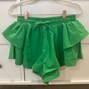 Vibrant Green Ruffle Shorts